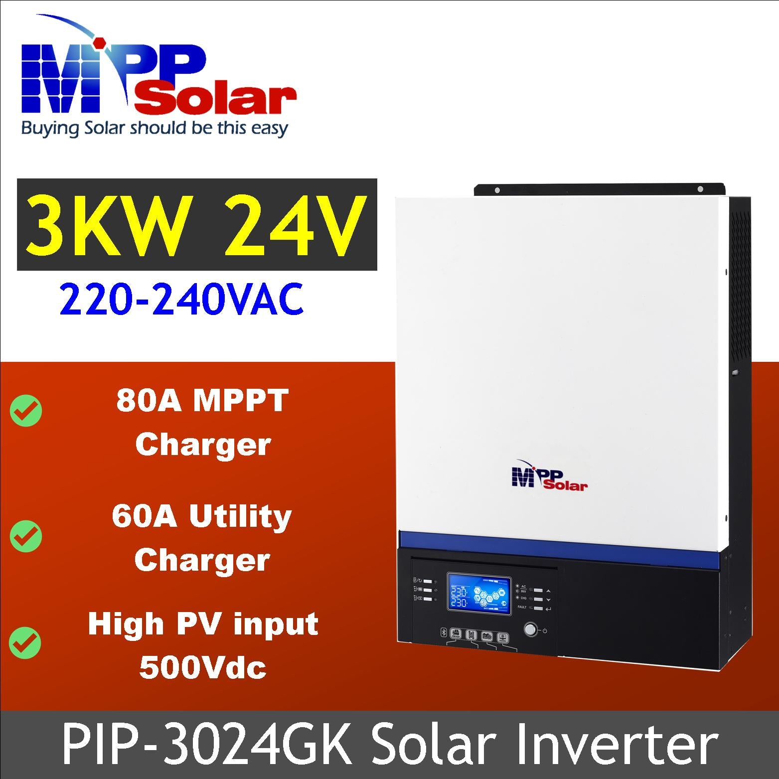 MPP Solar Inc - Wechselrichter - PIP-GK PF1.0 PIP3024GK - Art. 34128
