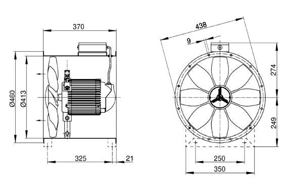 Maico Axial-Rohrventilator DZR 40/4 B DN400, Drehstrom