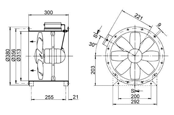 Maico Axialrohrventilator DZR 30/6 B Ex e Drehstrom, explosionsgeschützt, DN300