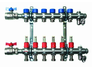 Danfoss Fußbodenheizungsverteiler FBH-10F aus Edelstahl für 10 Heizkreise