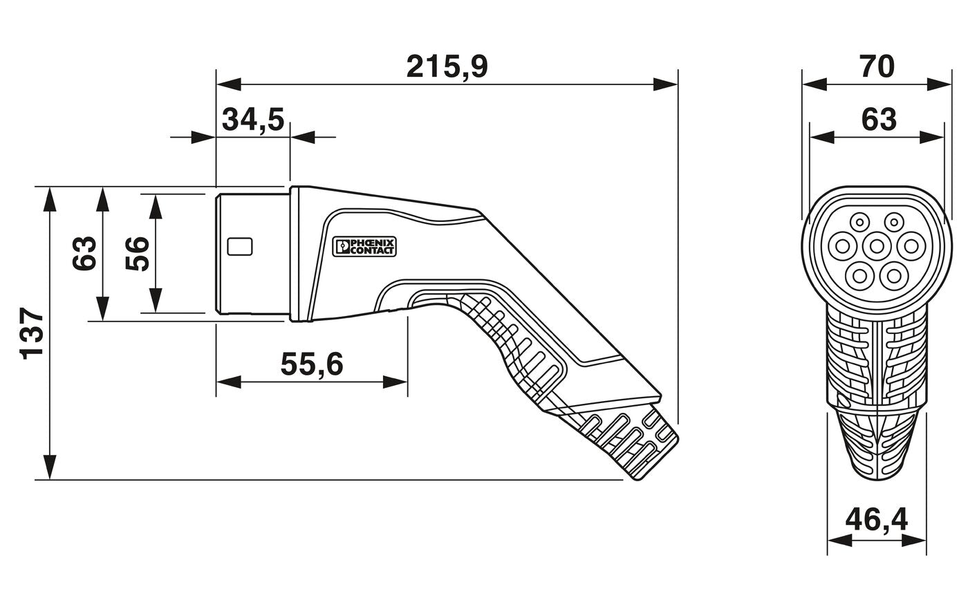 Phoenix Contact Ladekabel EV-T2G3C-3AC32A-10,0M6,0ESBK01