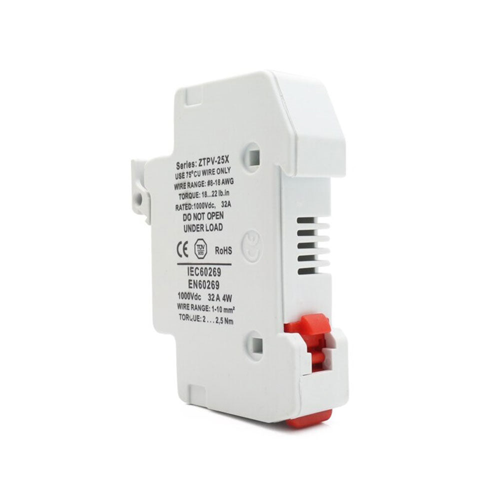 Eleksol Portafusible Cilíndrico Módulo Solar 10x38 32A 1000V DC