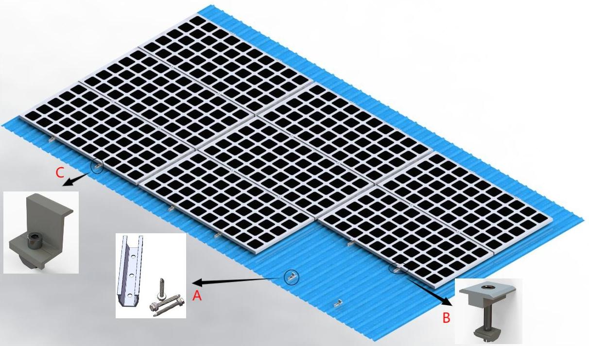 Xiamen Xhf Solar Industrial Co., Ltd. - Montagesysteme - Railess Roof Mounting System Railess Roof Mounting System - Art. 9284