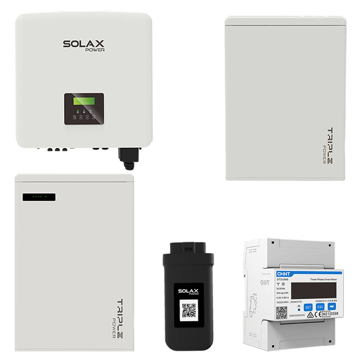 SOLAX POWER X3-HYBRID G4 D 10.0 + Batterie T58 V1 + PocektWifi + 3-Phasen-Messgerät