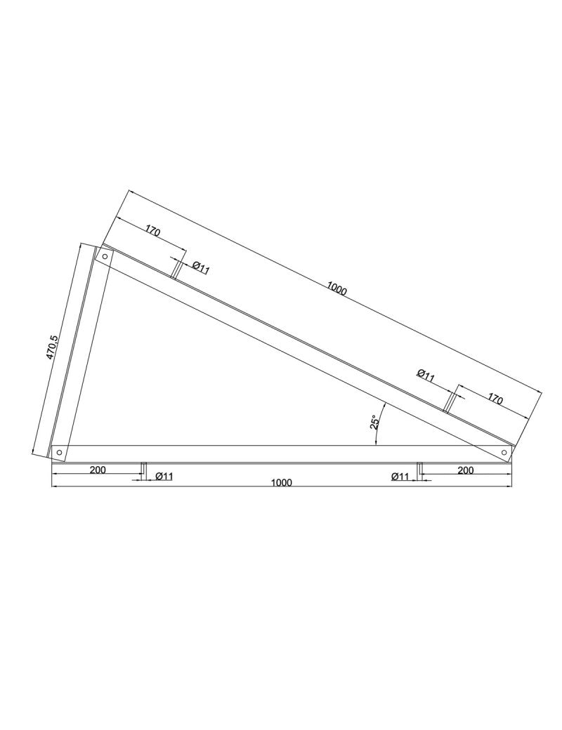 SOLTEC Dreieck 25 ° HORIZONTAL-Montage Aluminium