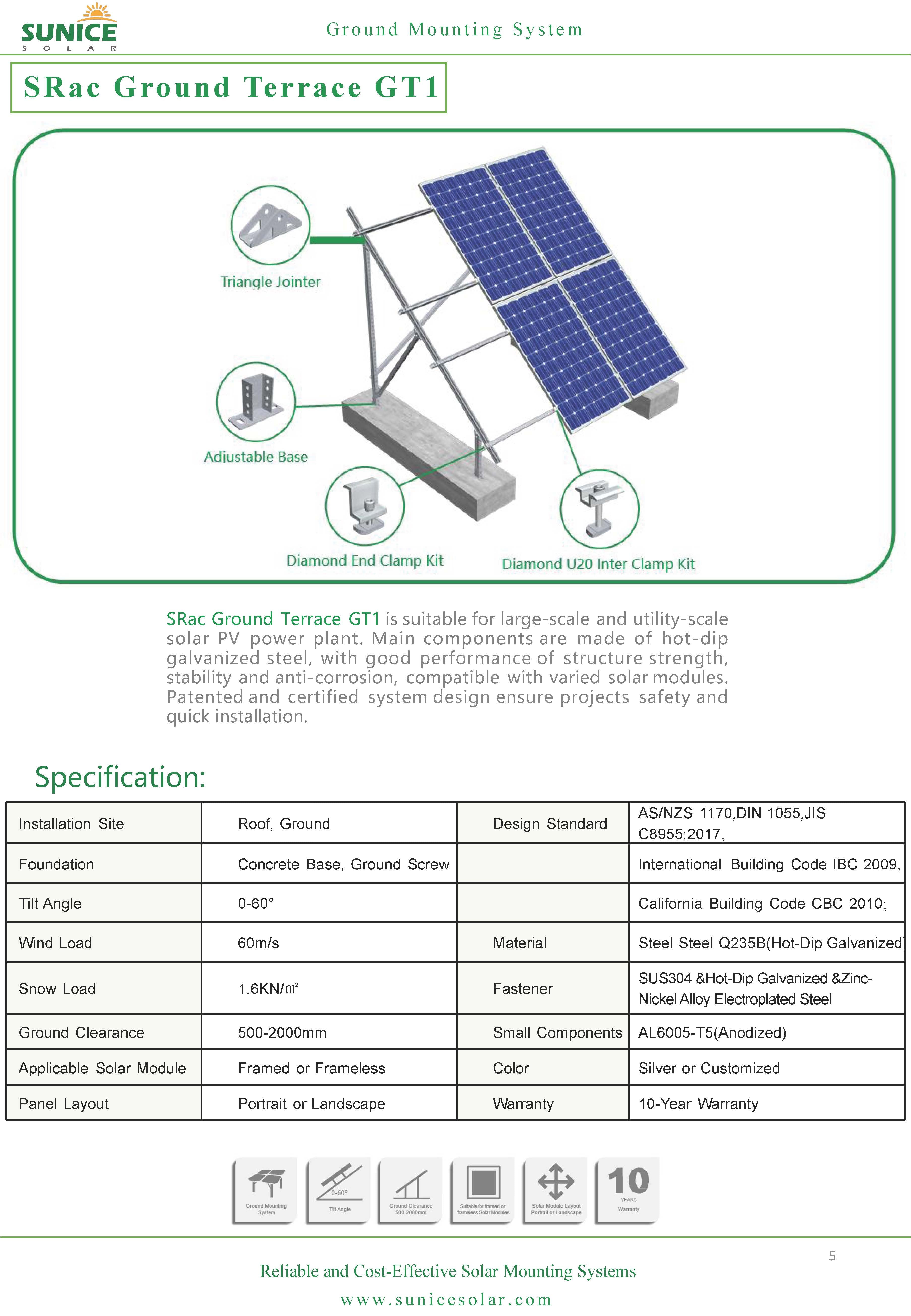 Sunice Solar Pte Ltd - Montagesysteme - S.Rac Ground Terrace GT1 S,Rac Ground Terrace GT1 - Art. 9267