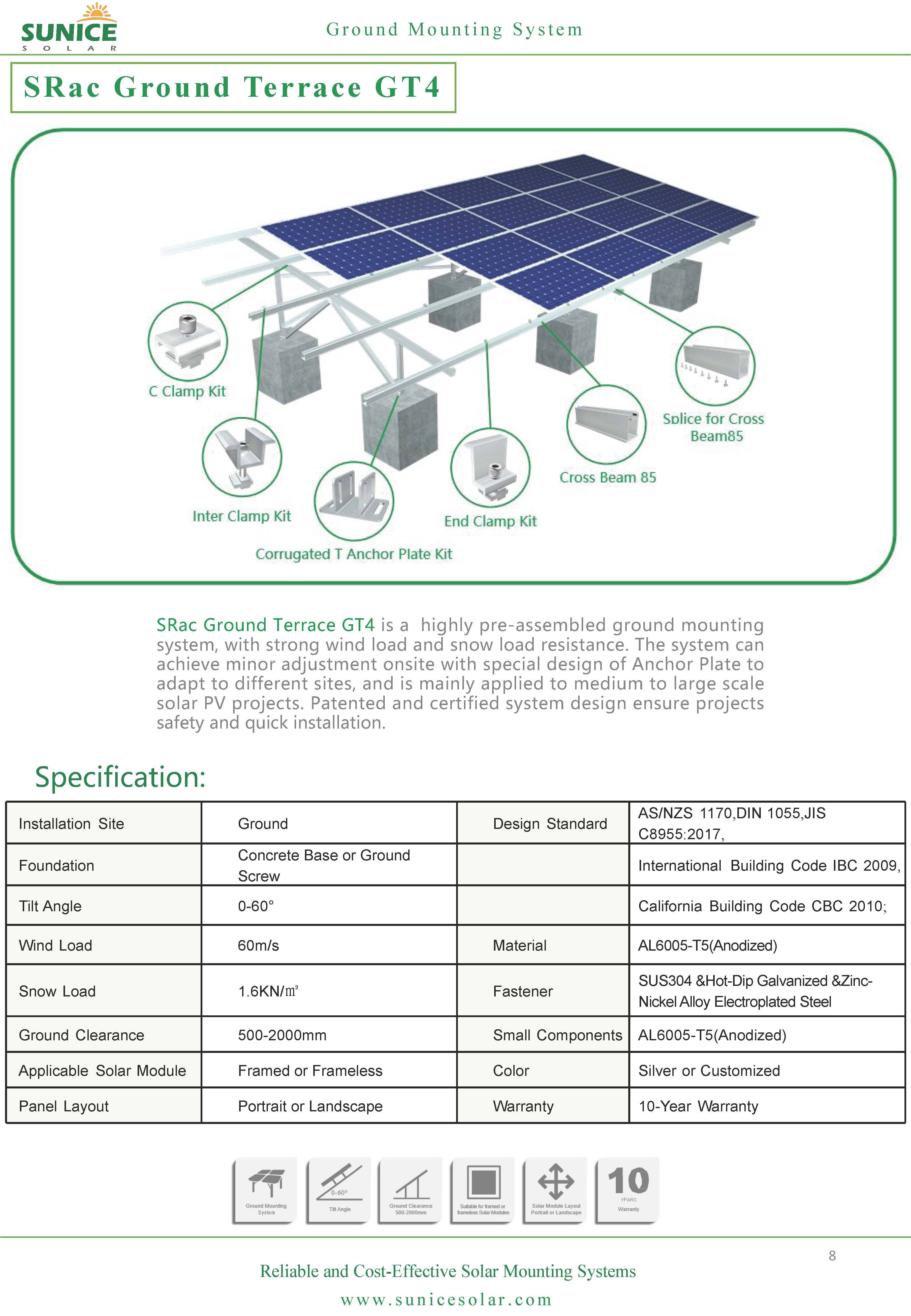 Sunice Solar Pte Ltd - Montagesysteme - S.Rac Ground Terrace Solar Mounting System GT4 S,Rac Ground Terrace Solar Mounting System GT4 - Art. 9222