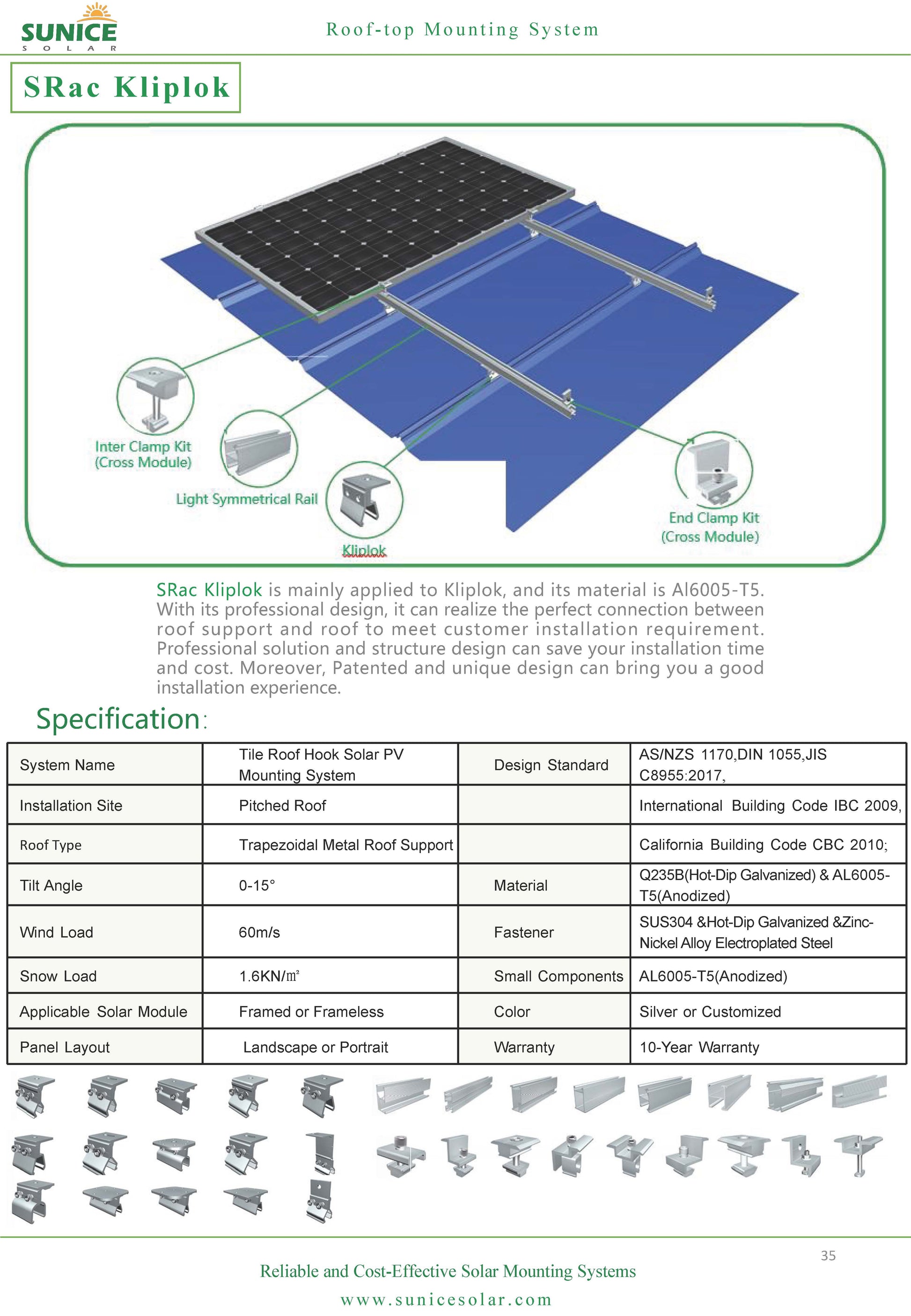 Sunice Solar Pte Ltd - Montagesysteme - S.Rac Kliplok S,Rac Kliplok - Art. 9279