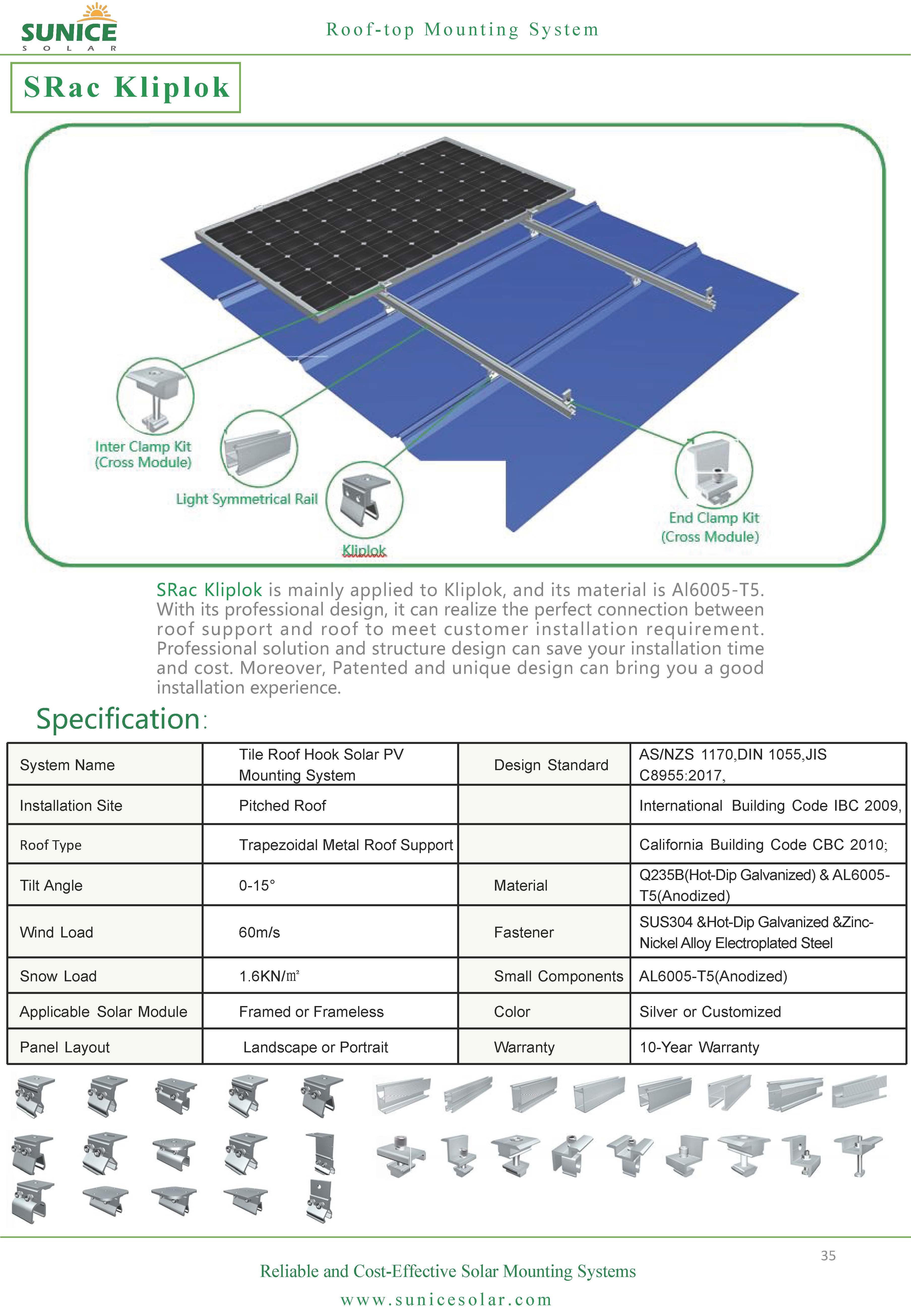 Sunice Solar Pte Ltd - Montagesysteme - S.Rac Kliplok S,Rac Kliplok - Art. 9279