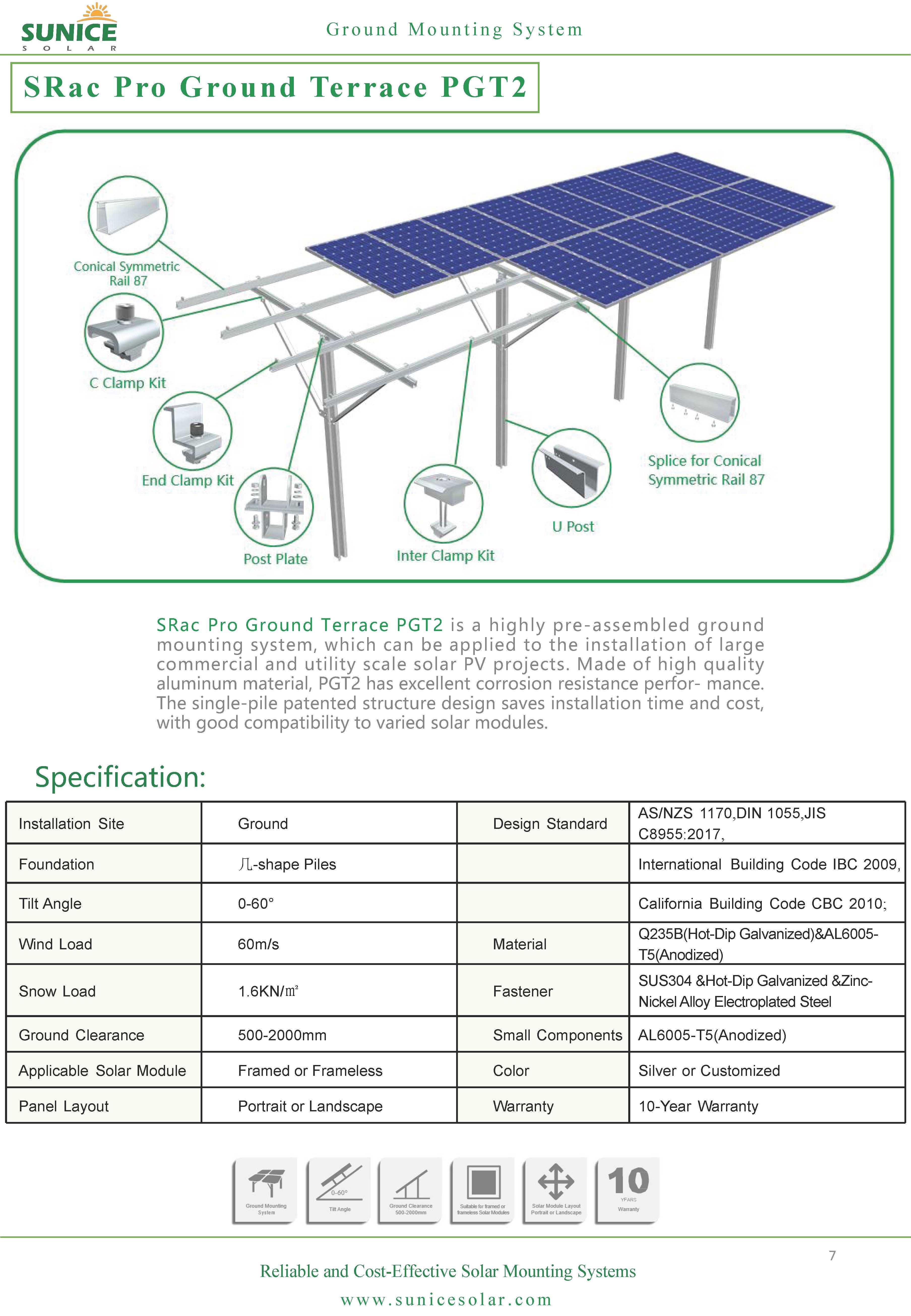 Sunice Solar Pte Ltd - Montagesysteme - S.Rac Pro Ground Terrace PGT2 S,Rac Pro Ground Terrace PGT2 - Art. 9269