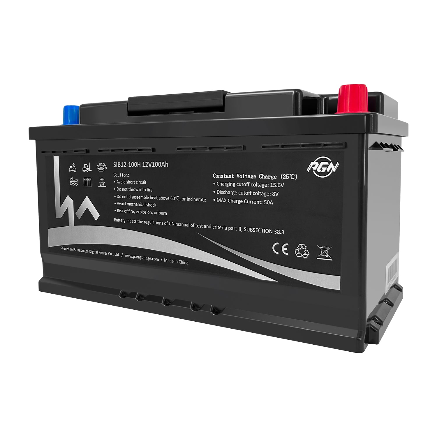 Shenzhen Paragonage Digital Power Co., Ltd. - Speicher - Sodium (Na) Ion Battery pack 12V 100Ah SIB12V 100Ah (L5case)-100A BMS - Art. 34978