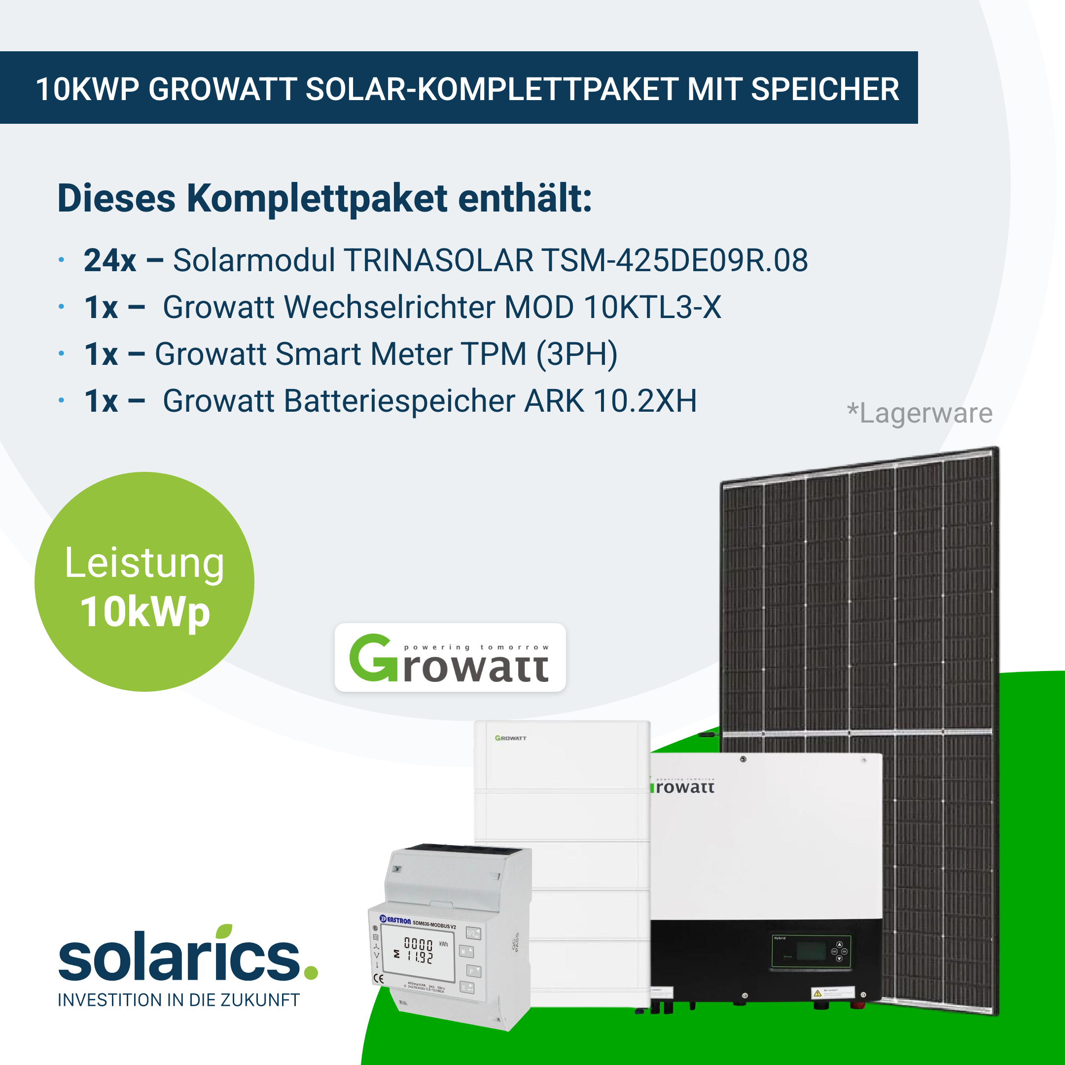 10kWp GROWATT Solar-Komplettpaket mit Speicher