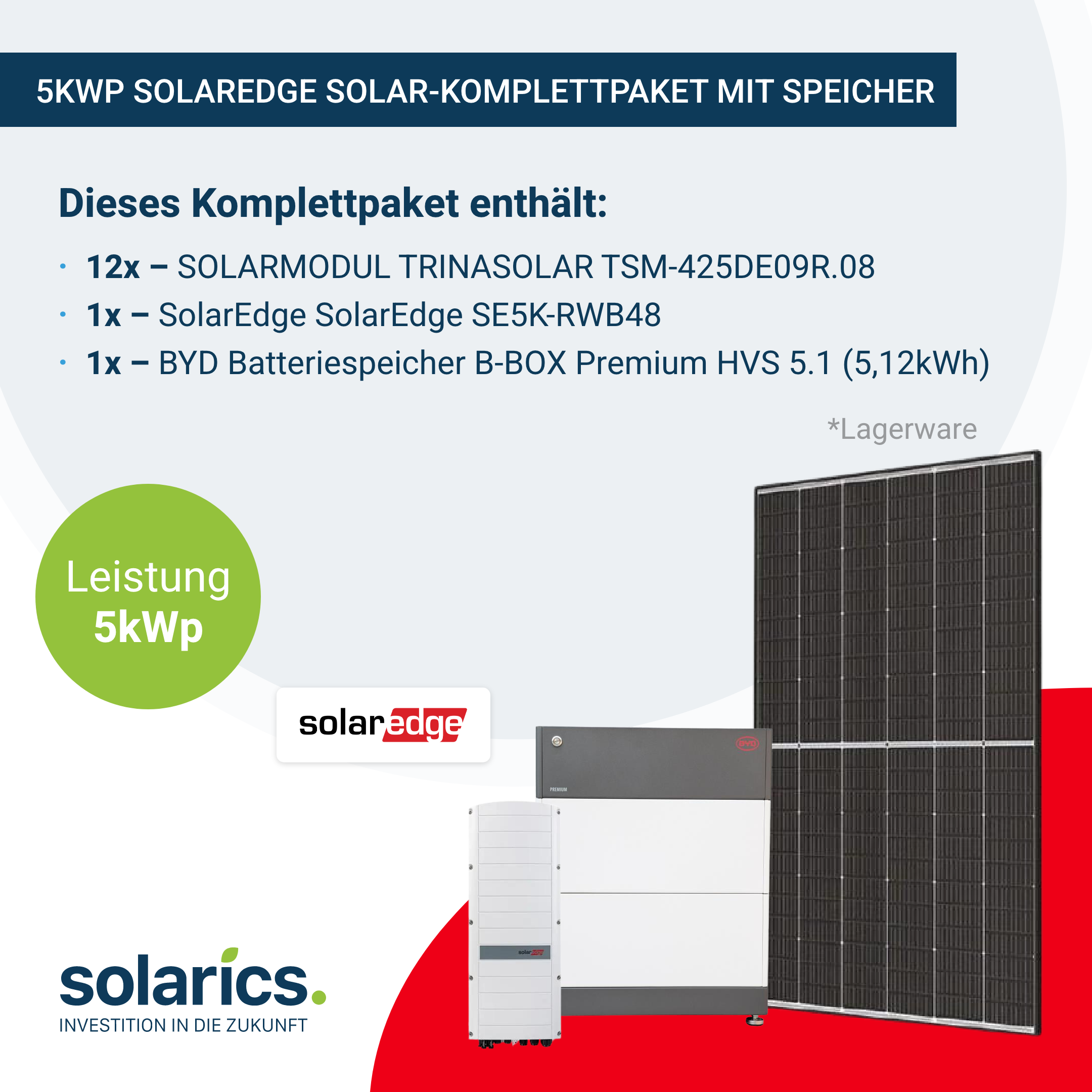 5kWp SolarEdge Solar-Komplettpaket mit Speicher