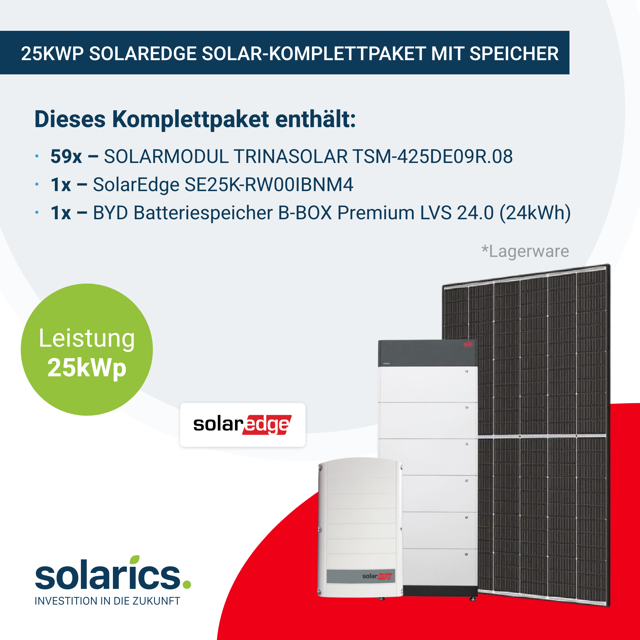 25kWp SolarEdge Solar-Komplettpaket mit Speicher