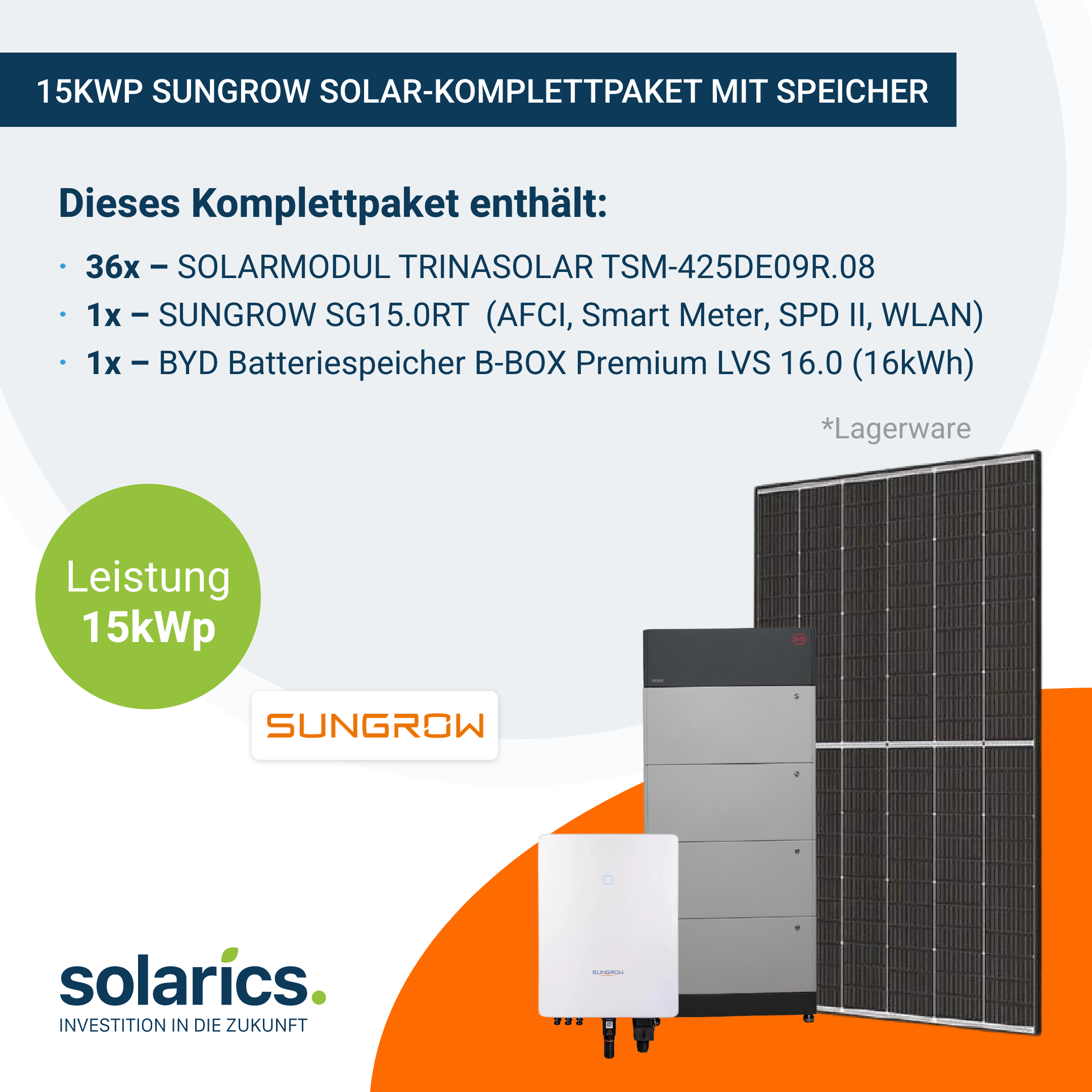 15kWp SUNGROW Solar-Komplettpaket mit Speicher