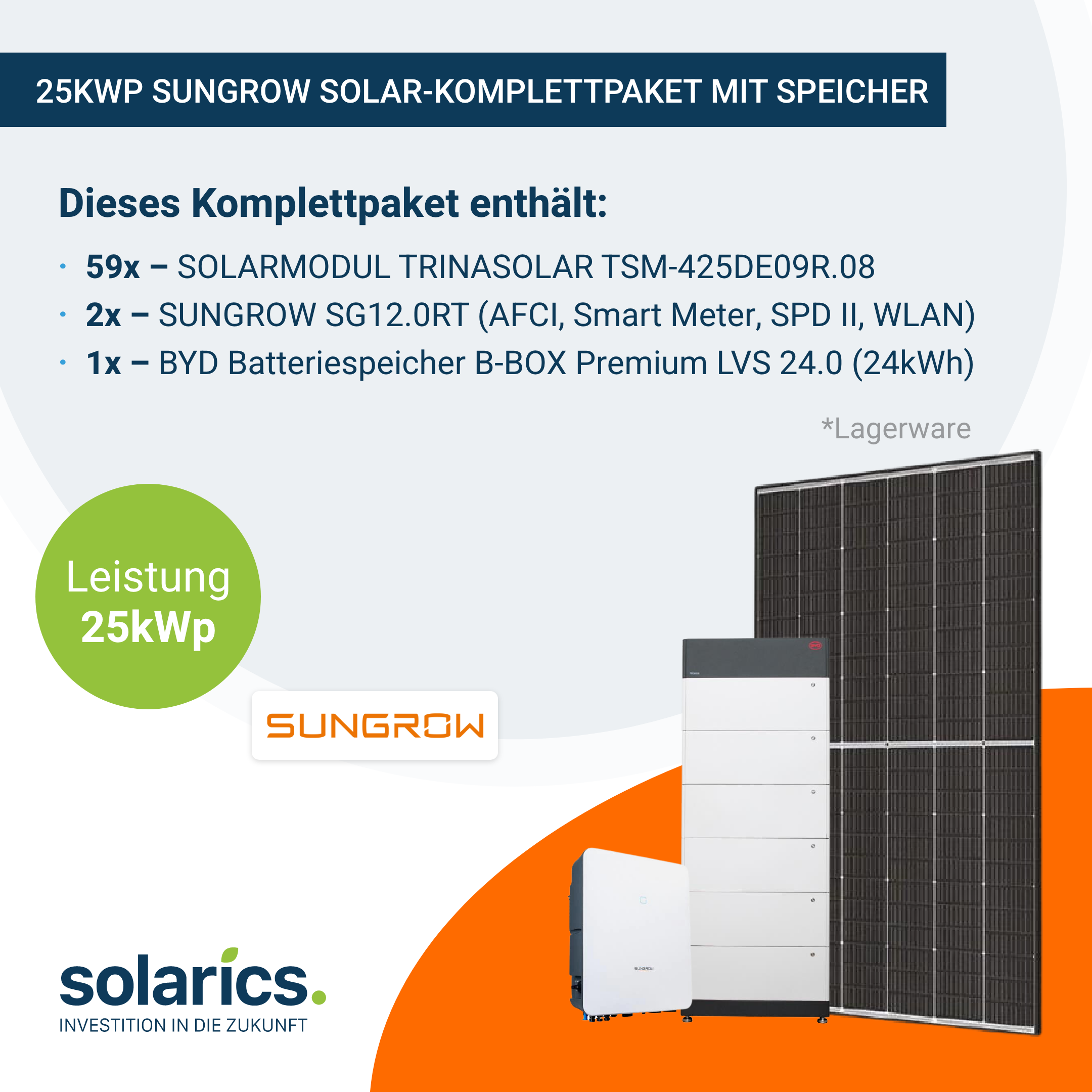 25kWp SUNGROW Solar-Komplettpaket mit Speicher