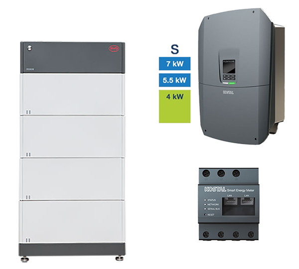 BYD + KOSTAL HV-System, 4,0-7,0 kW, 10,24 kWh nutzbar, 3-phasig, BYD HVS 10.2 + PLENTICORE S G3