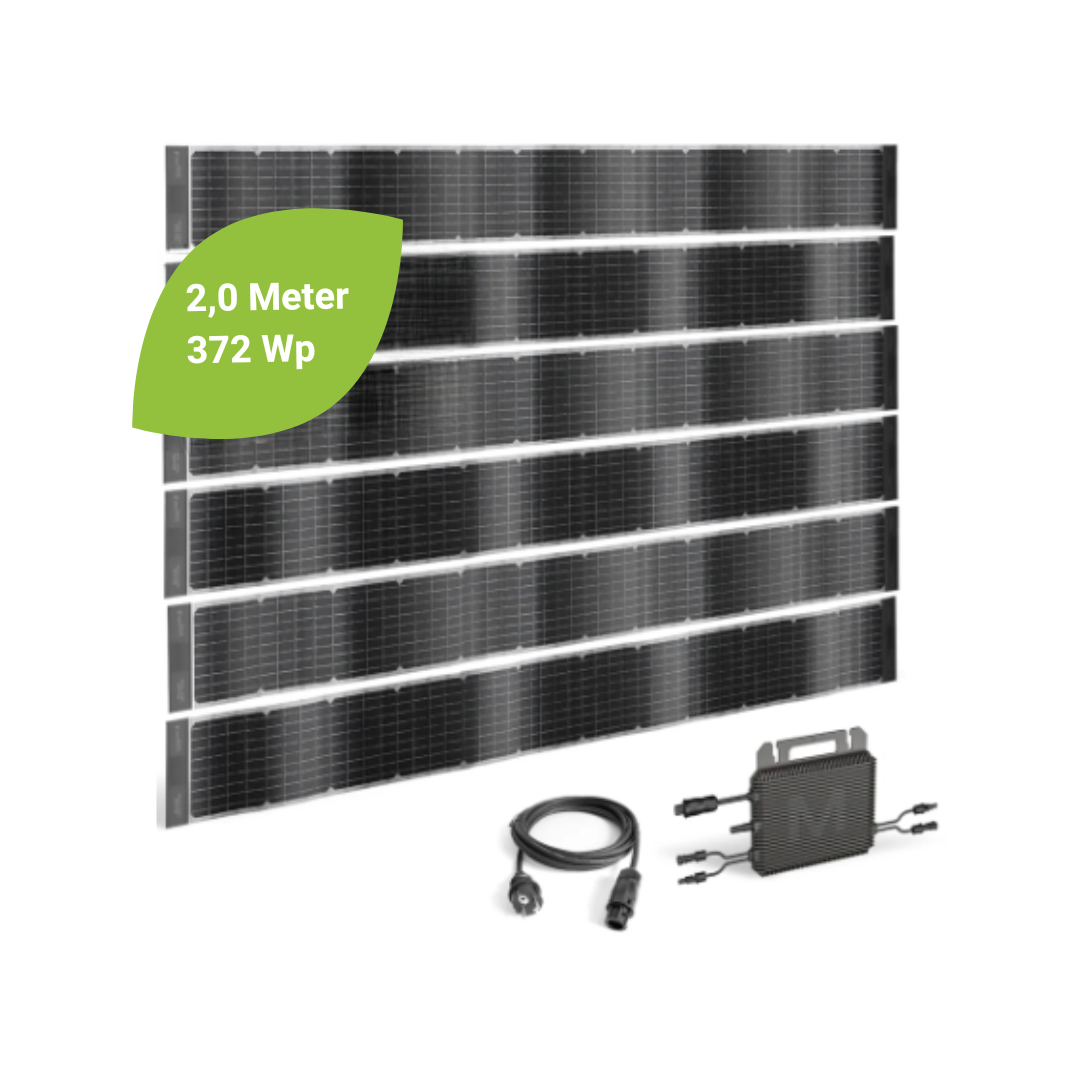 Solarzaun - Komplettset mit Wechselrichter 372 Wp