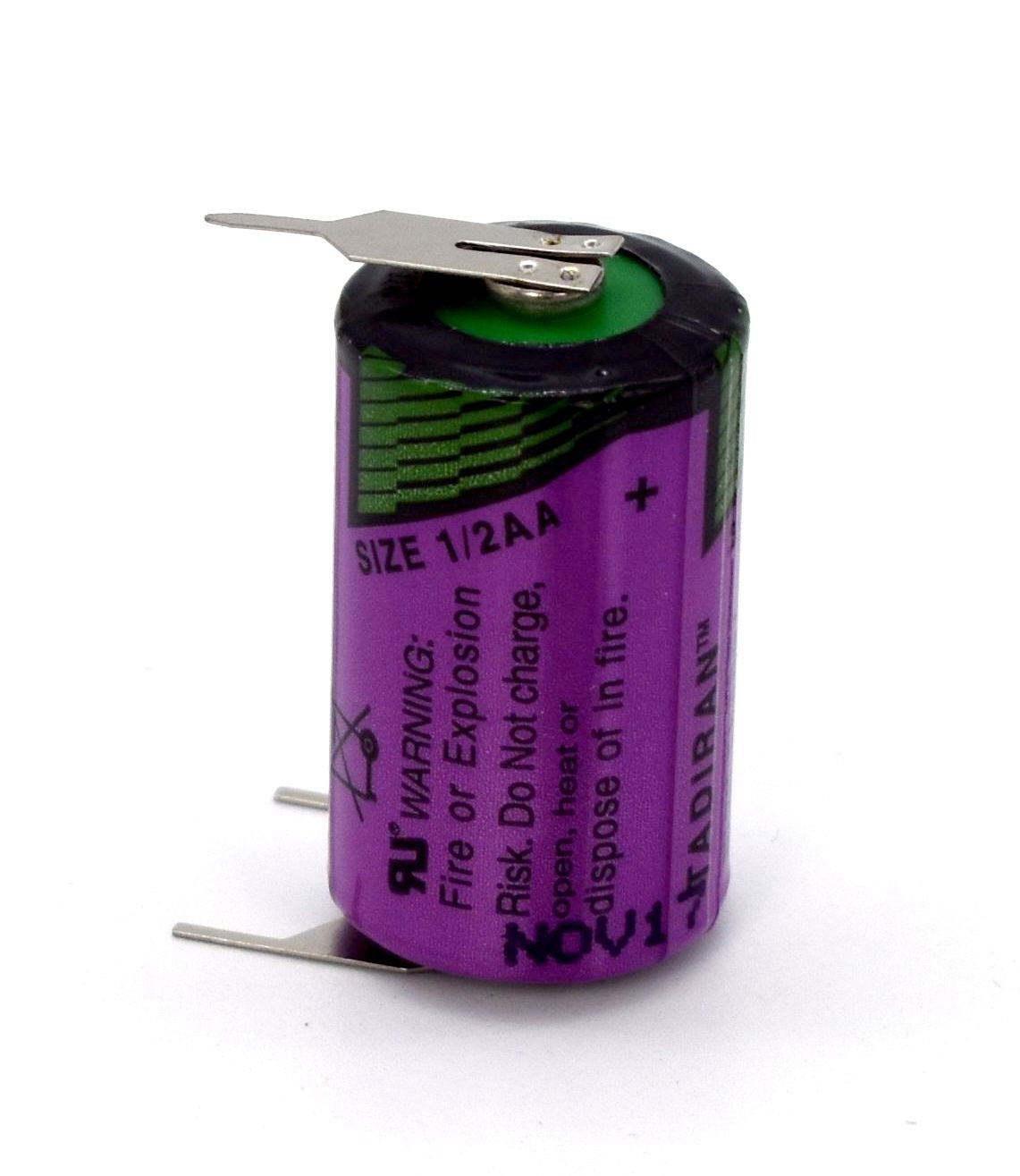 Tadiran SL-550PT Hochtemperatur Lithium Batterie 1/2 AA mit 3,6 V und 0,8 Ah, mit Pins +1/-2