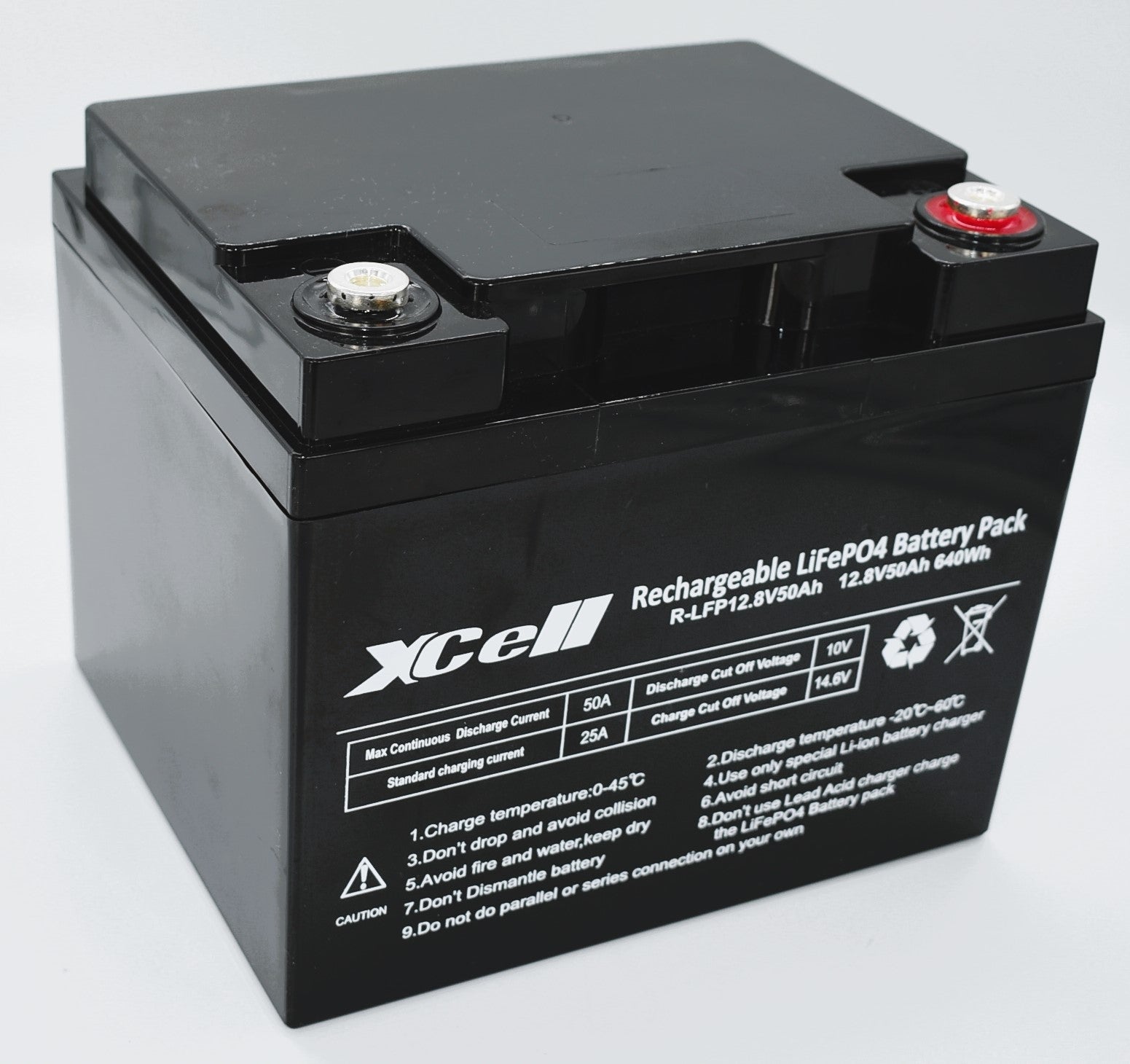 XCELL LFP1250L LiFePO4 Akku mit 12,8 V und 50 Ah