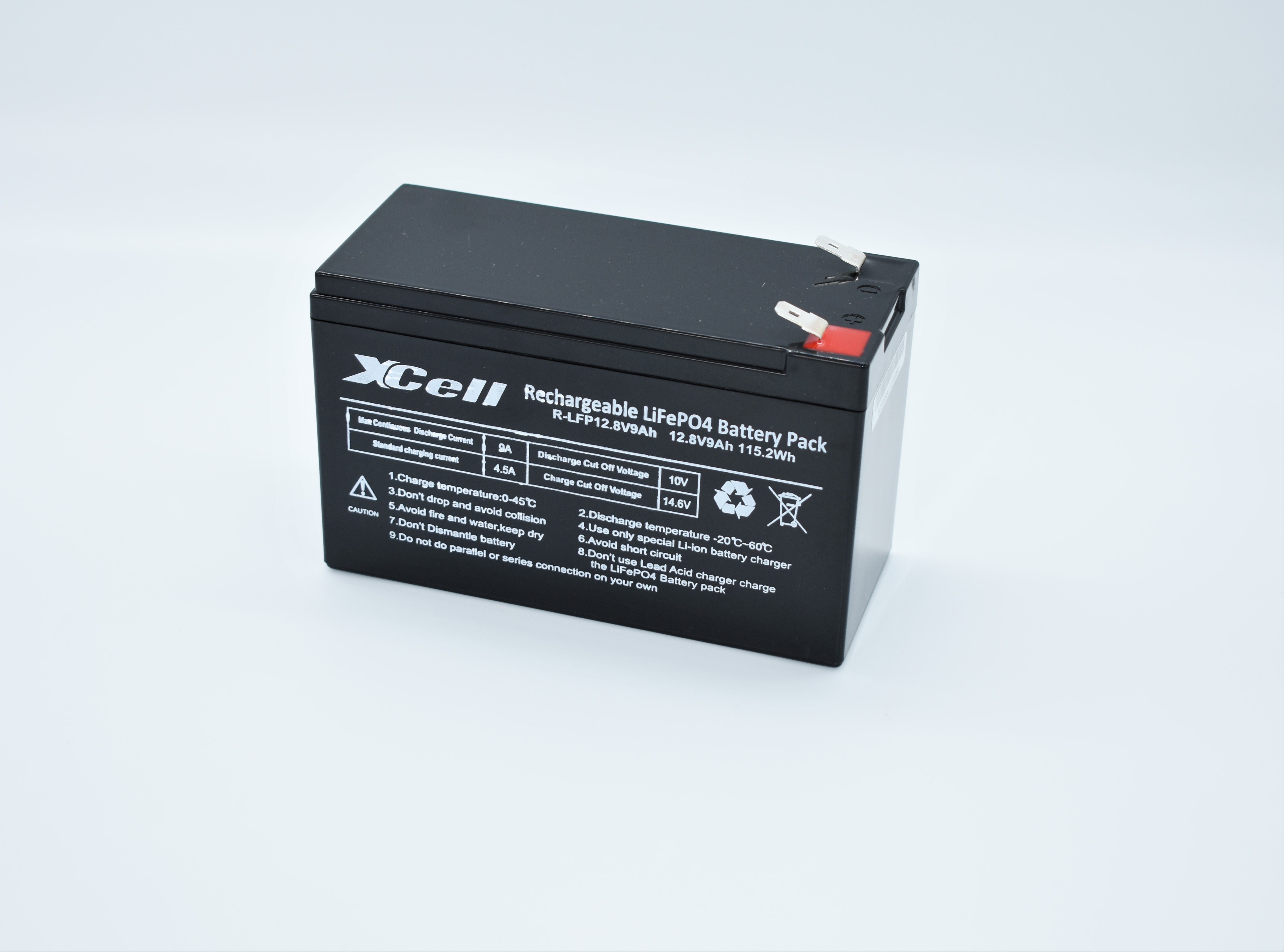 XCELL XCELFP129 LiFePO4 Akku mit 12,8 V und 9 Ah