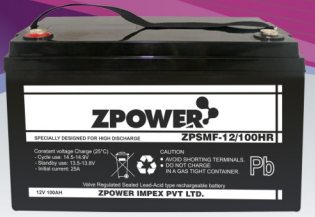 ZPower Impex Pvt Ltd - Speicher - Z-Power GEL VRLA Batteries ZPSMF-G 12/175 - Art. 5352