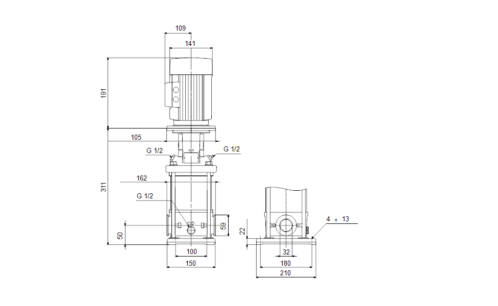 GRUNDFOS Kreiselpumpe CRI 1-6 A-CA-A-E-HQQE - Art. 96516320