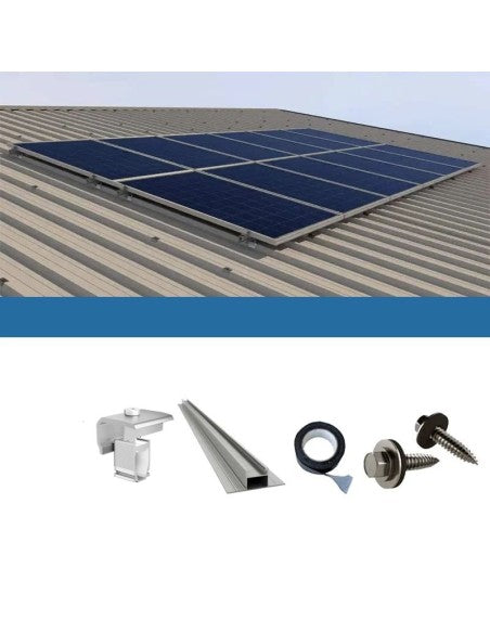 Befestigungssatz für 1 Panel auf Wellblech 38cm Solar-Photovoltaik-Stäbe