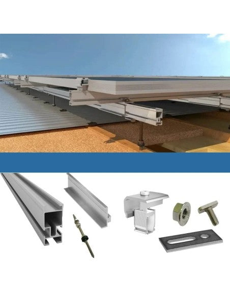 Befestigungssatz für 1 Photovoltaik-Solar-Holzdachpaneel