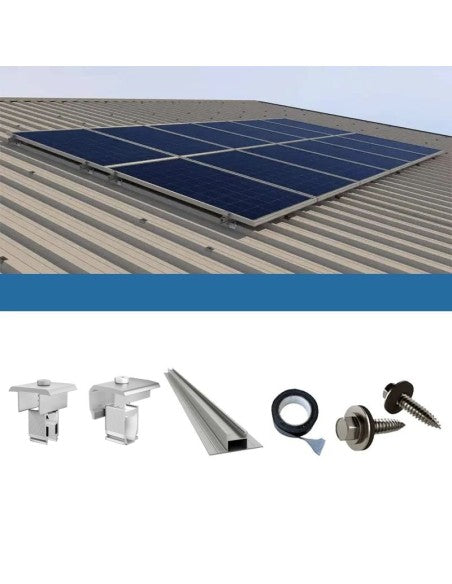 Befestigungssatz für 10 Panel auf Wellblech 38cm Solar-Photovoltaik-Stäbe