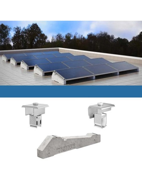 Befestigungssatz für 2 Flachdachplatten mit Ballast Solar-Photovoltaik