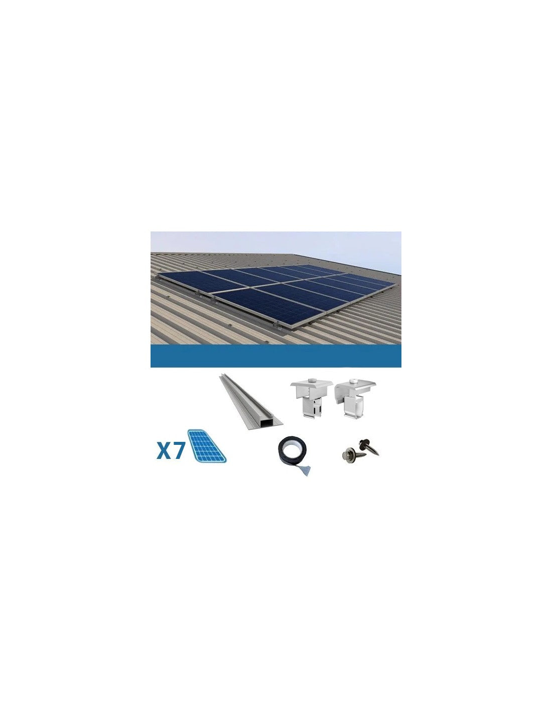 Befestigungssatz für 7 Panel auf Wellblech 38cm Solar-Photovoltaik-Stäbe