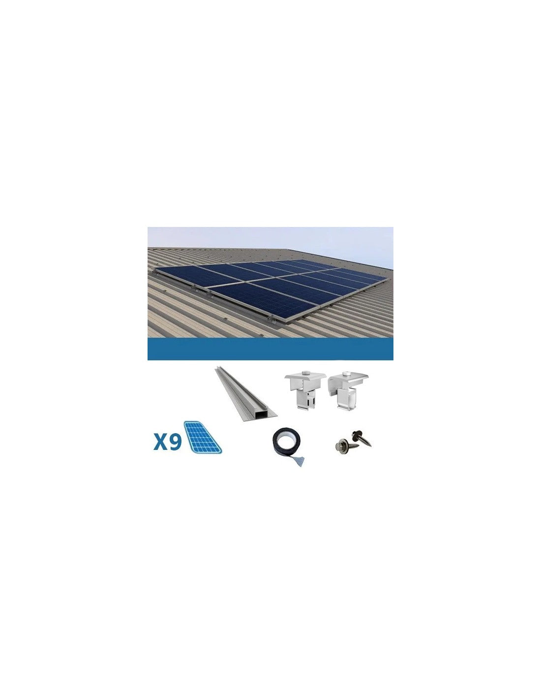 Befestigungssatz für 9 Panel auf Wellblech 2.60m Solar-Photovoltaik-Stäbe