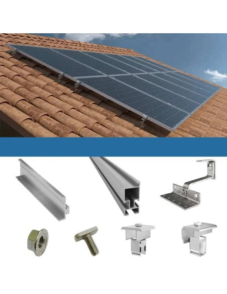 Befestigungsset für 2 Schrägdachpaneele mit Solar-Photovoltaikziegeln