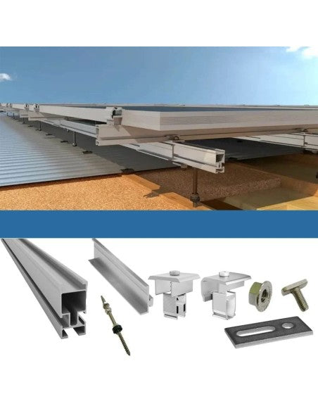 Befestigungsset für 9 Photovoltaik-Solardachpaneele aus Holz