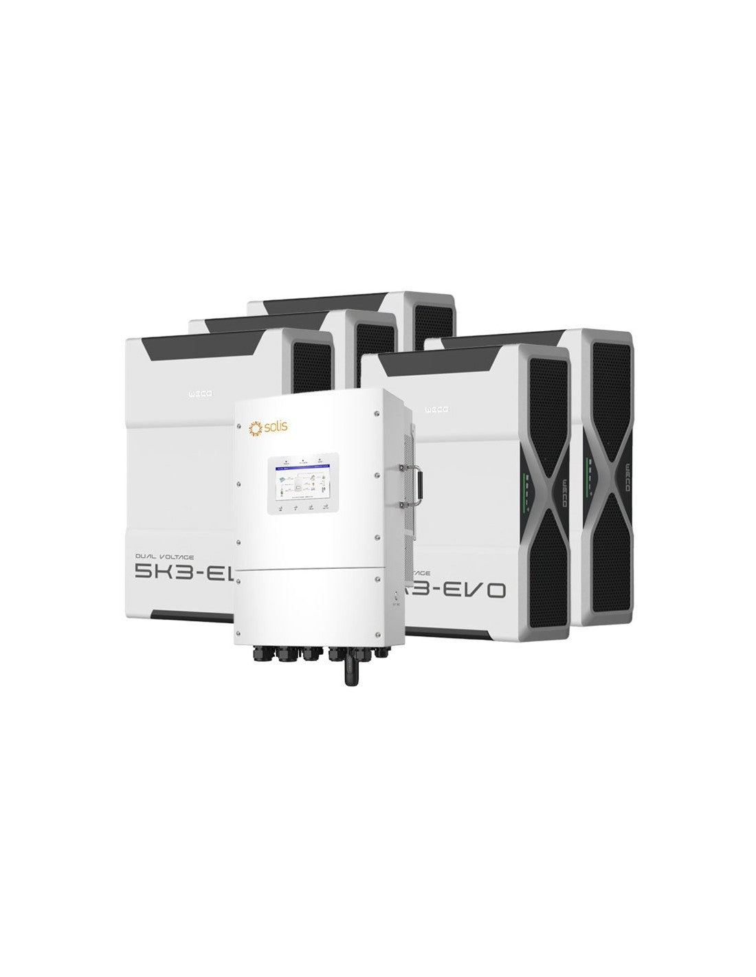 Dreiphasige Speichersystem Wechselrichter LV Solis 15kW Lithium 26.1kWh Weco 5k3 EVO