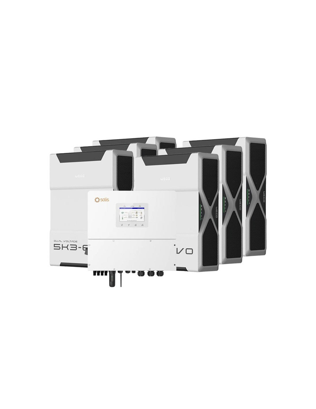 Dreiphasige Speichersystem Wechselrichter Solis 15kW Lithium 31.32kWh Weco 5k3 EVO