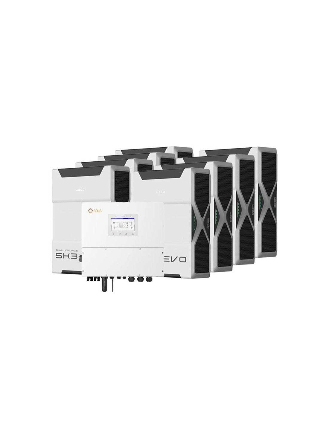 Dreiphasige Speichersystem Wechselrichter Solis 20kW Lithium 41.76kWh Weco 5k3 EVO