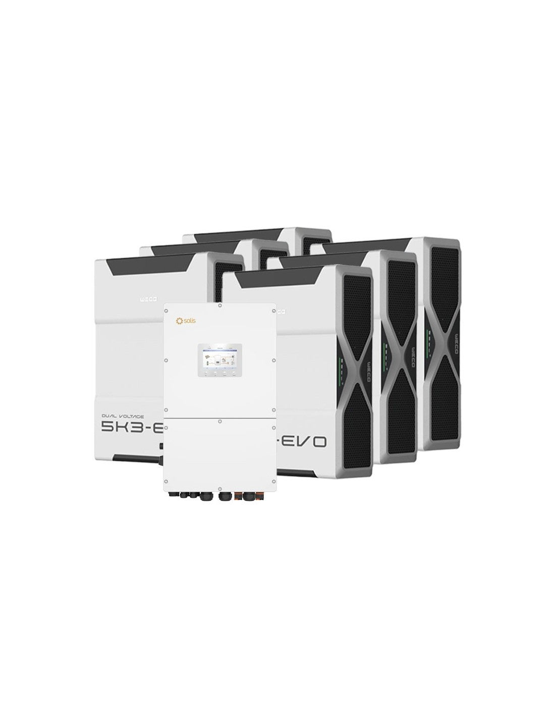 Dreiphasige Speichersystem Wechselrichter Solis 30kW Lithium 31.32kWh Weco 5k3 EVO