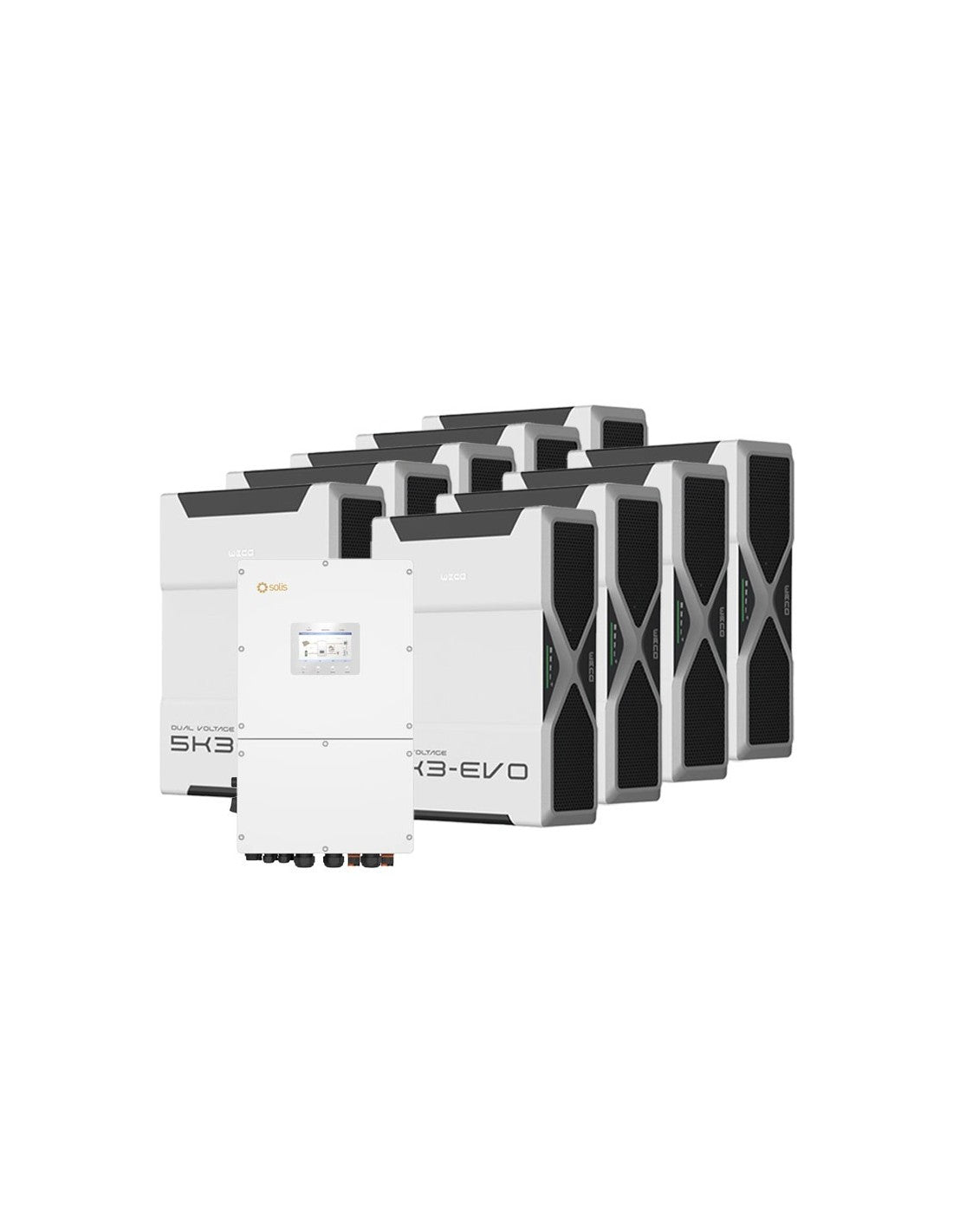 Dreiphasige Speichersystem Wechselrichter Solis 30kW Lithium 46.98kWh Weco 5k3 EVO