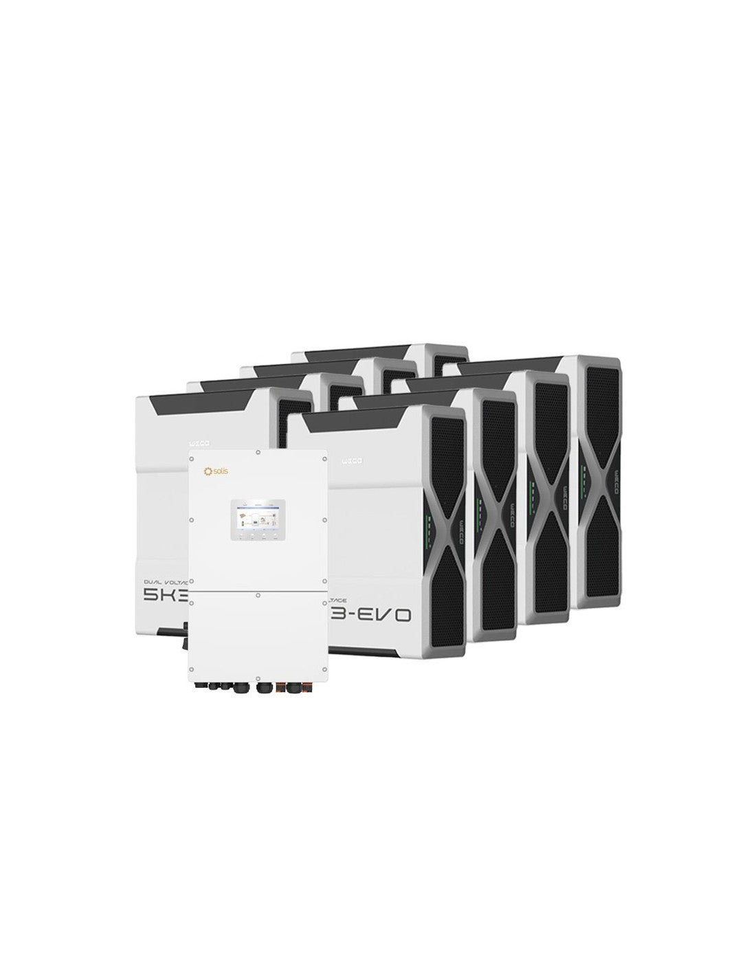 Dreiphasige Speichersystem Wechselrichter Solis 40kW Lithium 41.76kWh Weco 5k3 EVO