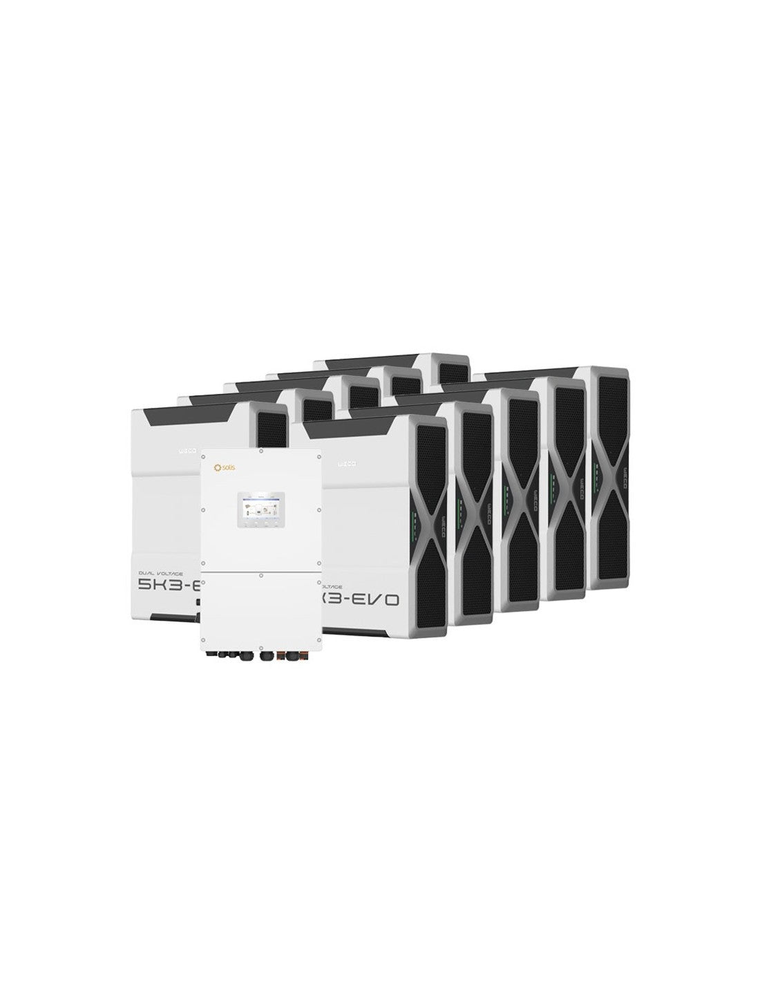 Dreiphasige Speichersystem Wechselrichter Solis 40kW Lithium 52.2kWh Weco 5k3 EVO