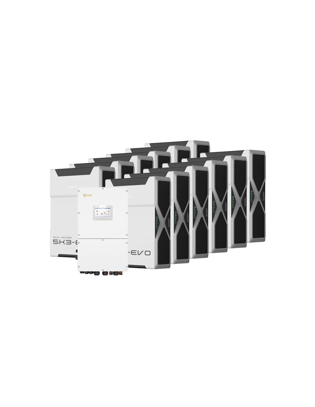 Dreiphasige Speichersystem Wechselrichter Solis 50kW Lithium 62.64kWh Weco 5k3 EVO