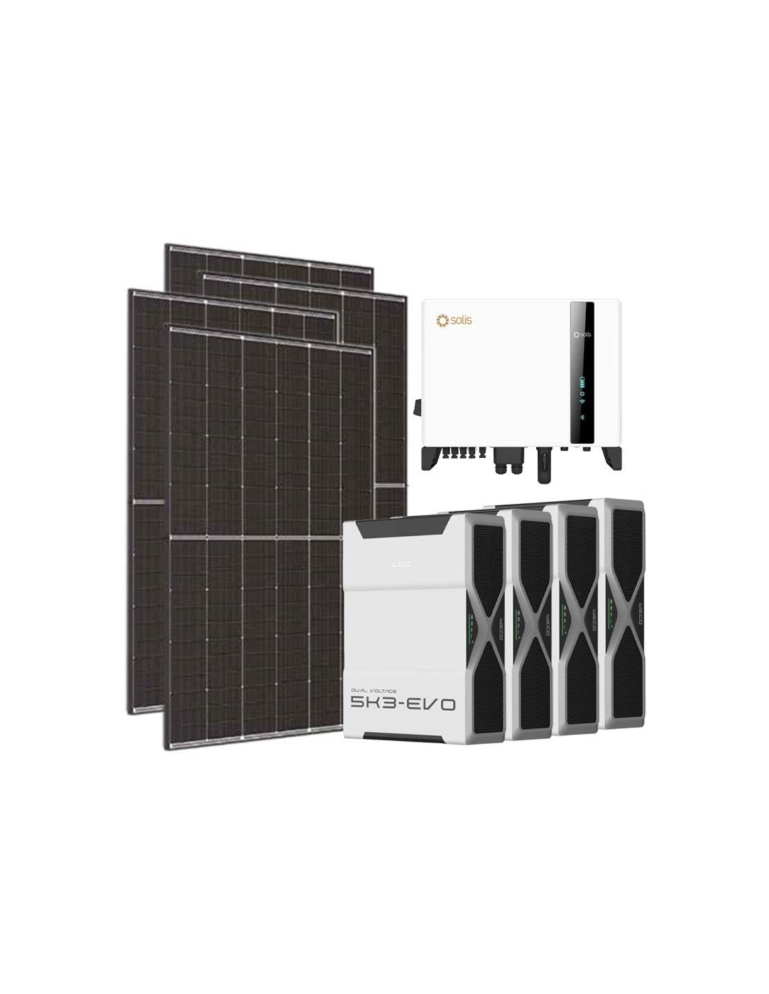 Dreiphasiges Photovoltaik-Kit 10800W Wechselrichter Solis 10kW Lithium 20.8kWh Weco EVO...
