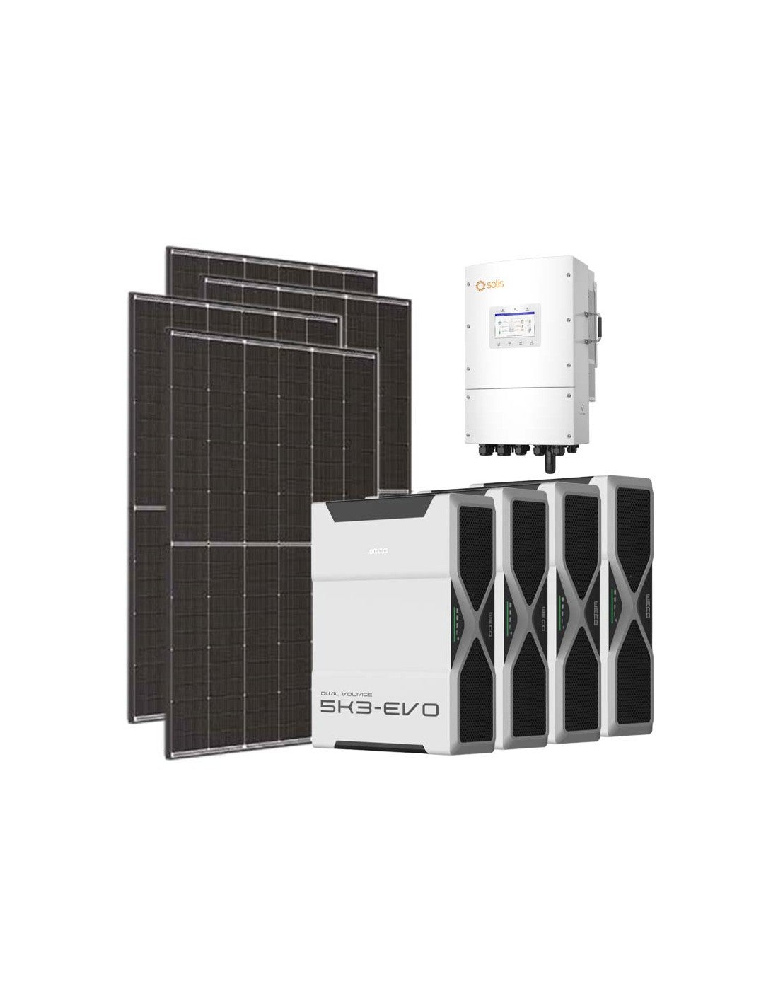 Dreiphasiges Photovoltaik-Kit 12600W Wechselrichter Solis LV 12kW Lithium 20.8kWh Weco...