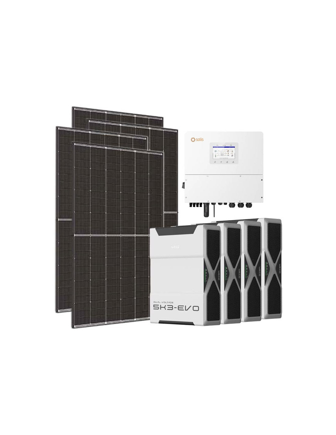 Dreiphasiges Photovoltaik-Kit 15300W Wechselrichter Solis 15kW Lithium 20.8kWh Weco EVO...