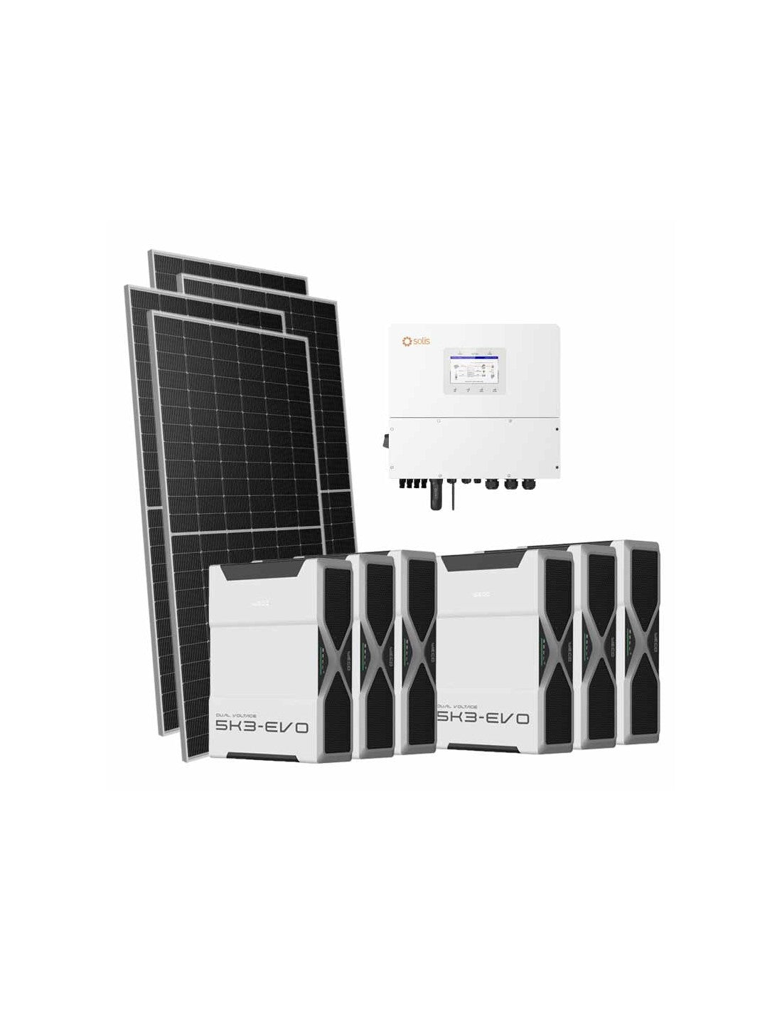 Dreiphasiges Photovoltaik-Kit 16660W Wechselrichter Solis 15kW Lithium 31.32kWh Weco...