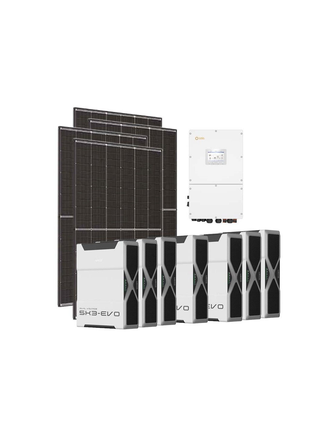 Dreiphasiges Photovoltaik-Kit 30600W Wechselrichter Solis 30kW Lithium 37.5kWh Weco EVO...