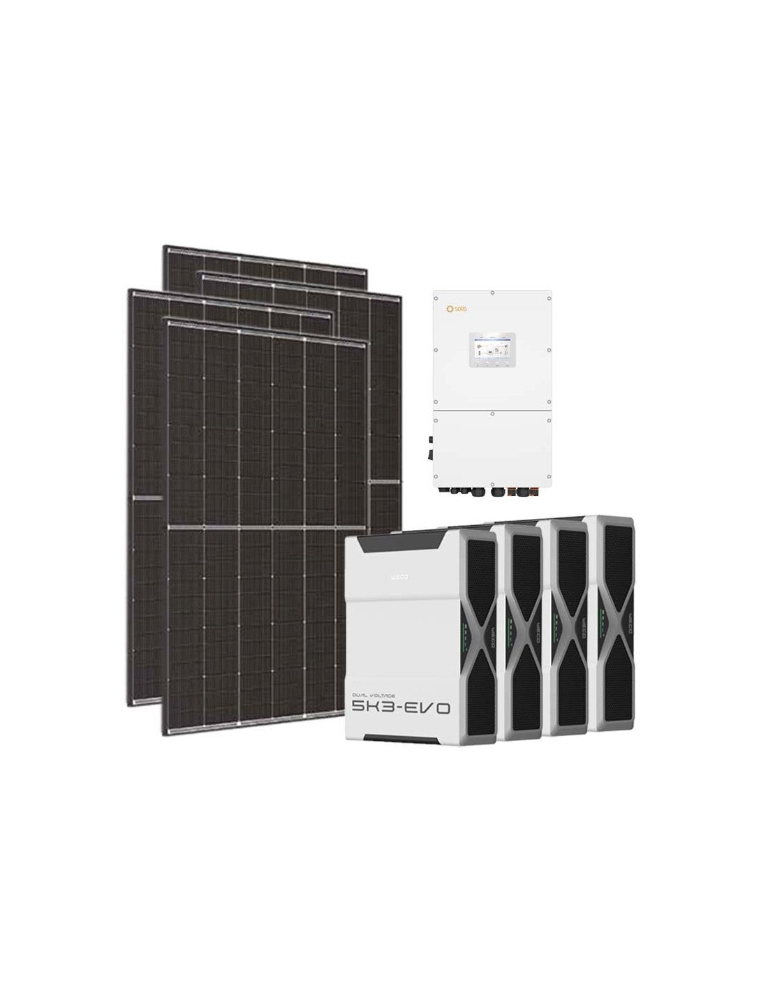 Dreiphasiges Photovoltaik-Kit 30600W Wechselrichter Solis 30kW Lithium 20.8kWh Weco EVO...
