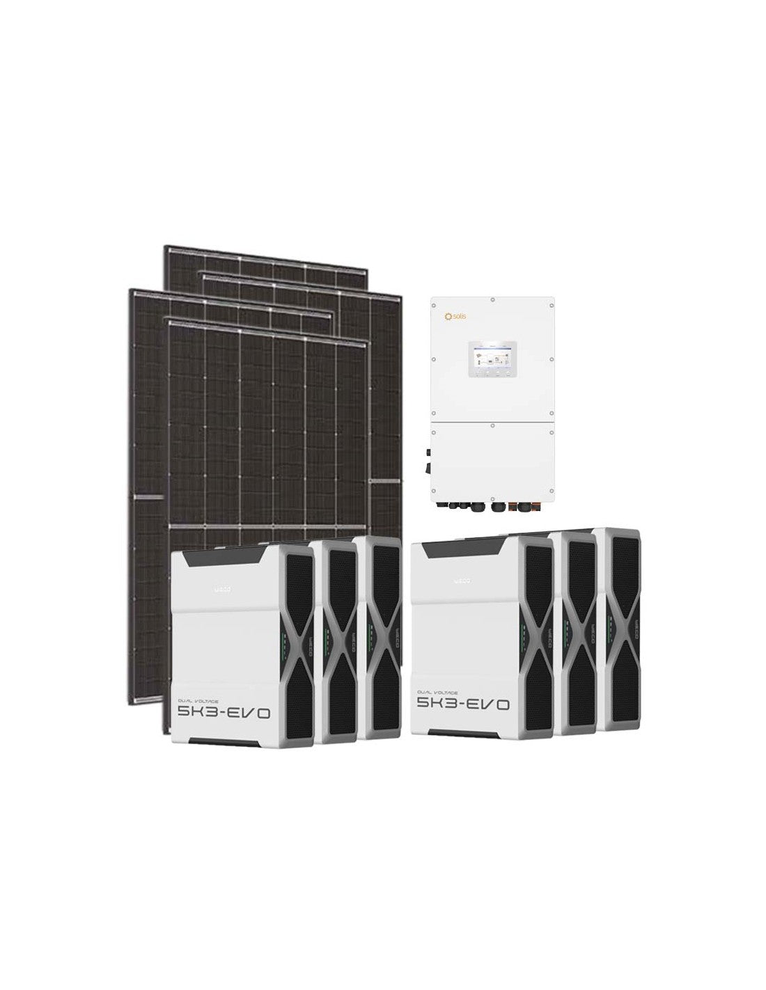 Dreiphasiges Photovoltaik-Kit 50400W Wechselrichter Solis 50kW Lithium 31.3kWh Weco EVO...